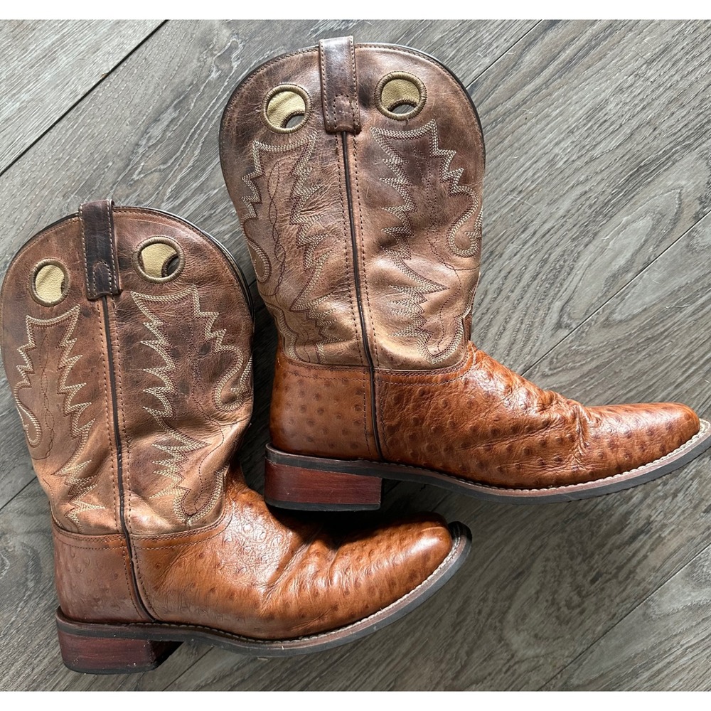 Smoky Mountain Boots 4048 Mens 12 D Brown Ostrich Print Square Toe Cowboy Boots